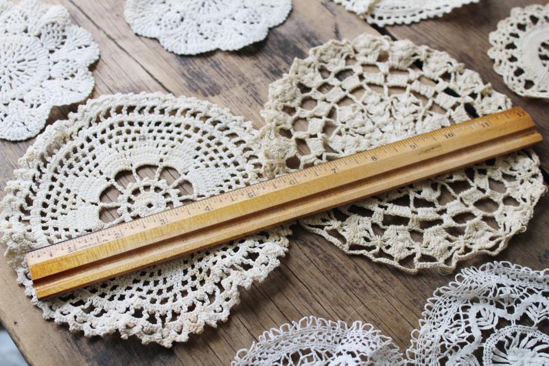 photo of assorted small doilies, lace & crochet table mats & goblet rounds, vintage doily lot #3