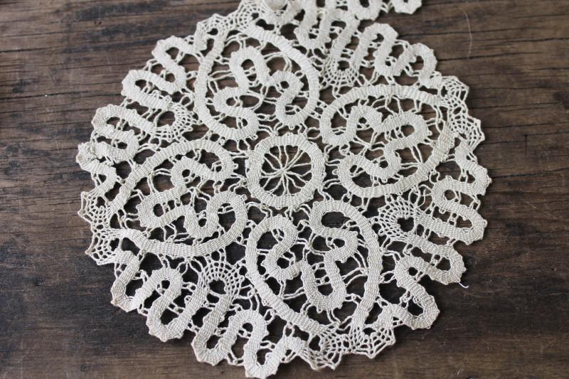 photo of assorted small doilies, lace & crochet table mats & goblet rounds, vintage doily lot #6