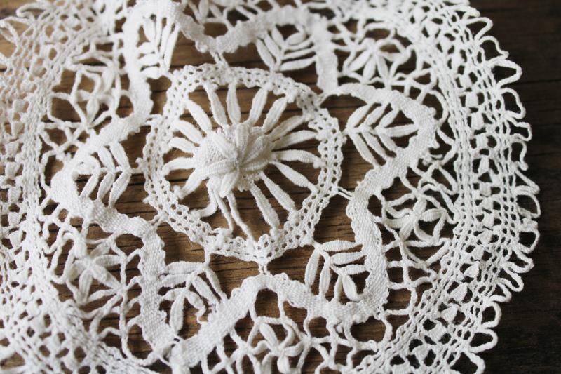 photo of assorted small doilies, lace & crochet table mats & goblet rounds, vintage doily lot #7