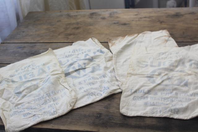 photo of authentic vintage Great Western printed cotton sugar feedsacks, farmhouse rustic fabric #2