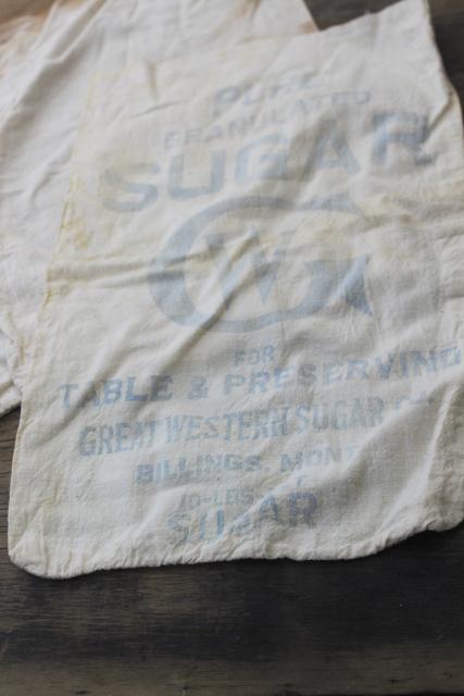 photo of authentic vintage Great Western printed cotton sugar feedsacks, farmhouse rustic fabric #3