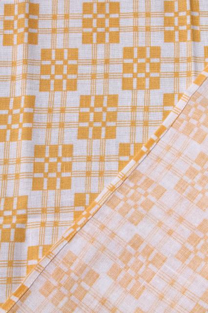 photo of authentic vintage cotton feed sack fabric kitchen towels, yellow & white checked plaid #4