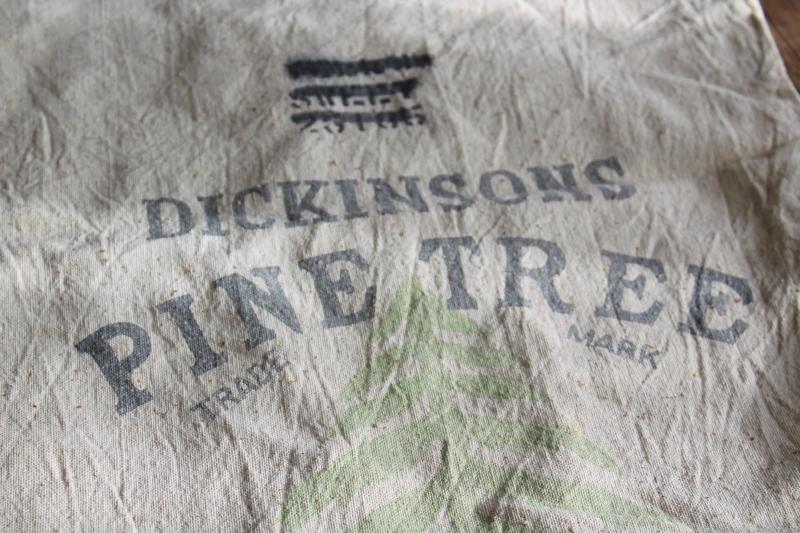 photo of authentic vintage feed sack Pine Tree Farm Seeds, farmhouse rustic homespun grain bag #7