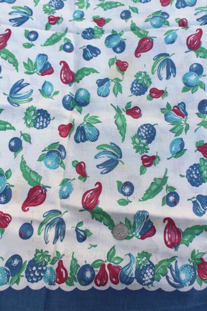 photo of authentic vintage feed sack fabric, fruit & vegetables border print cotton #3