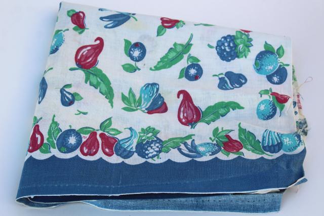 photo of authentic vintage feed sack fabric, fruit & vegetables border print cotton #4