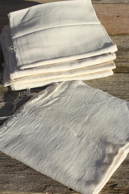 photo of authentic vintage feed sack fabric, homespun weave white cotton flour or grain bag material #1