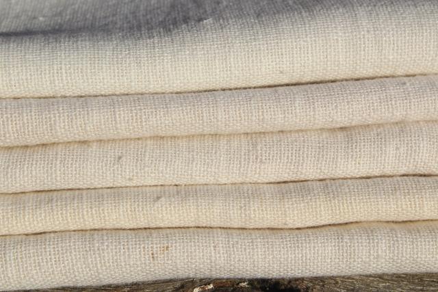 photo of authentic vintage feed sack fabric, homespun weave white cotton flour or grain bag material #2