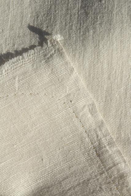 photo of authentic vintage feed sack fabric, homespun weave white cotton flour or grain bag material #3