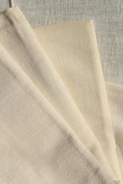 photo of authentic vintage feed sack fabric, homespun weave white cotton flour or grain bag material #6