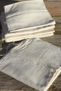 catalog photo of authentic vintage feed sack fabric, homespun weave white cotton flour or grain bag material