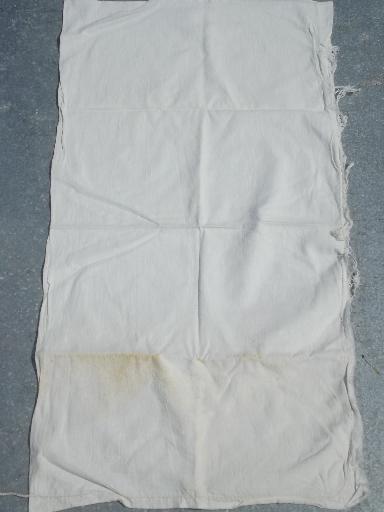 photo of authentic vintage flour sack fabric, 12 primitive cotton sacks w/ stitching #2