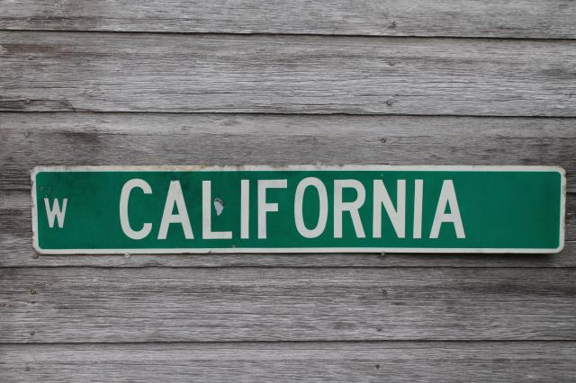 photo of authentic vintage street sign W. California, old used all metal road sign  #1