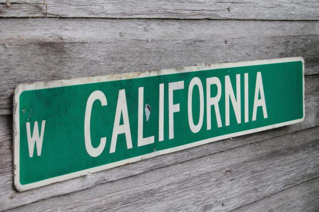 photo of authentic vintage street sign W. California, old used all metal road sign  #2