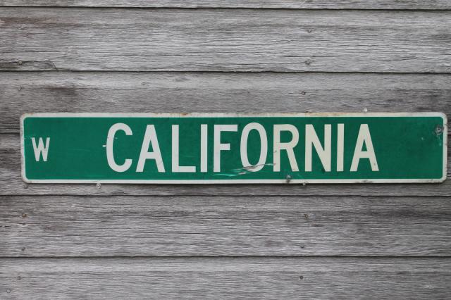 photo of authentic vintage street sign W. California, old used all metal road sign  #5