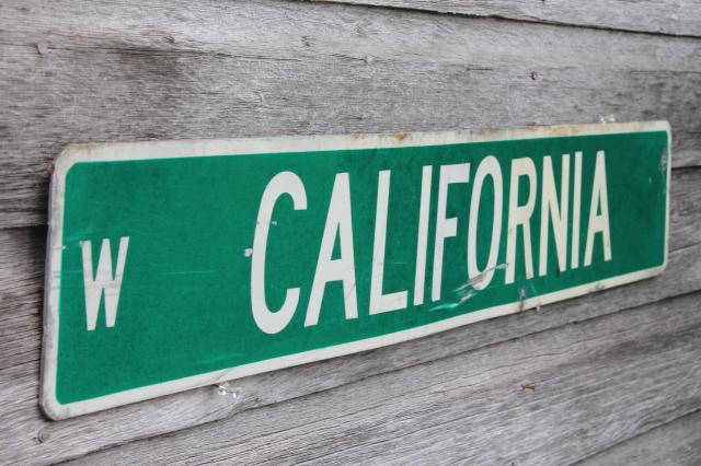 photo of authentic vintage street sign W. California, old used all metal road sign  #9