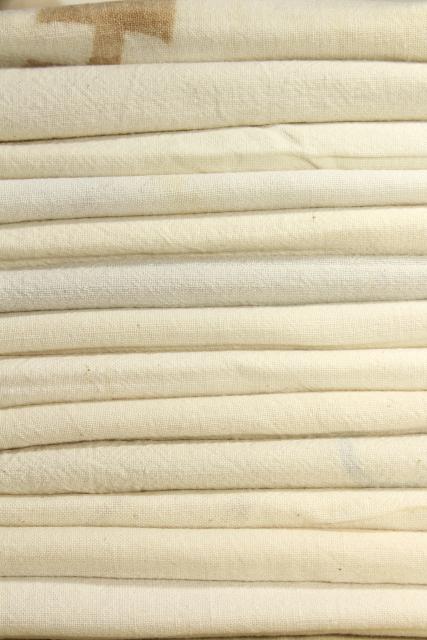 photo of authentic vintage unbleached cotton feedsack fabric, lot of a dozen old grain sacks #2