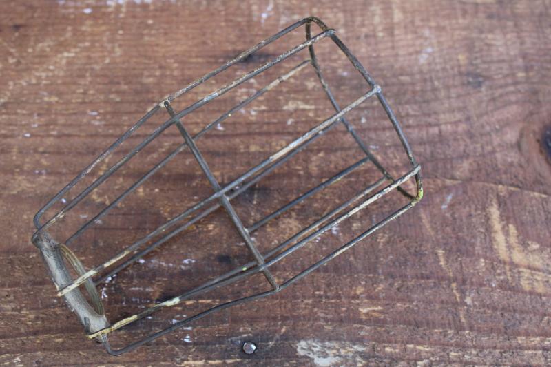 photo of authentic vintage wire cage 'shade' for single bulb pendant industrial work light #1