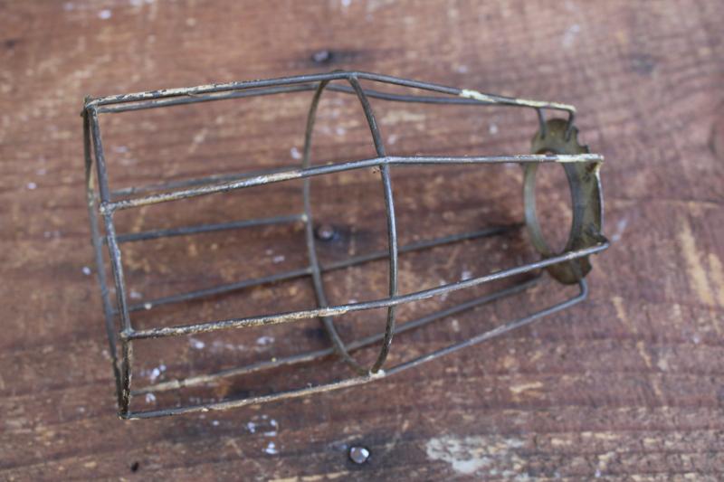 photo of authentic vintage wire cage 'shade' for single bulb pendant industrial work light #5