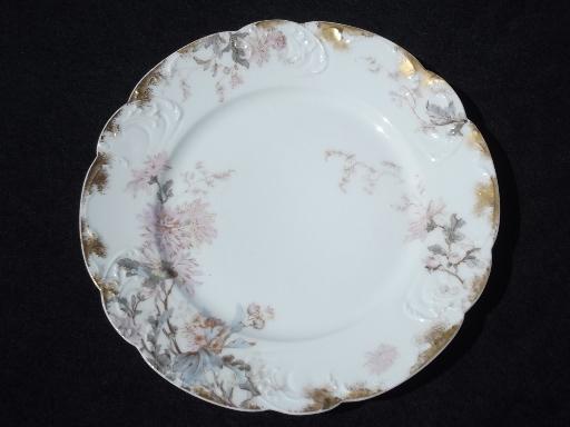 photo of autumn asters floral antique Haviland Limoges french china salad plates #2