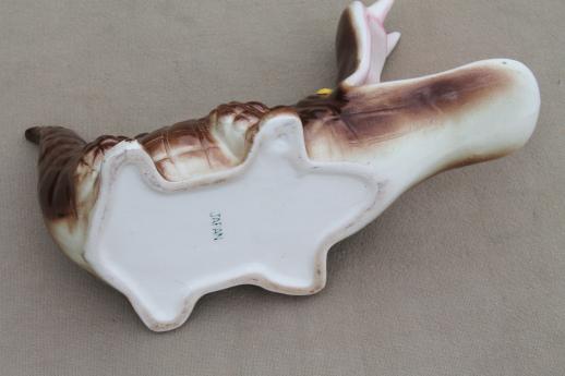 photo of baby alligator kitchen sponge holder, vintage Japan painted ceramic gator #7