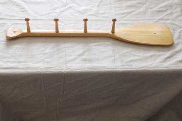 catalog photo of baby canoe paddle wall mount coat hooks pegboard rustic lake life cabin decor 