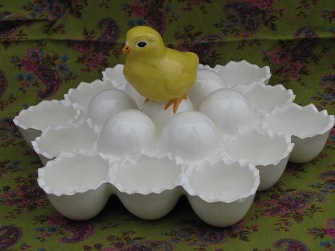 photo of baby chick & eggshells, vintage ceramic egg plate for Easter #1