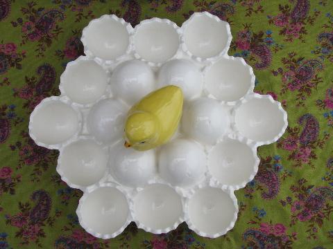 photo of baby chick & eggshells, vintage ceramic egg plate for Easter #2