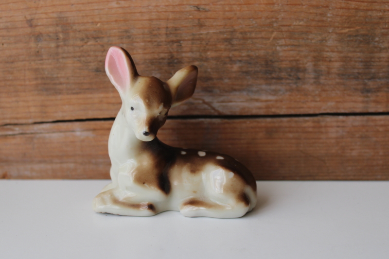 photo of baby fawn deer, vintage Japan hand painted ceramic figurine #1