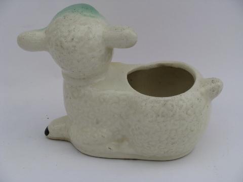 photo of baby lamb #2, vintage figural pottery planter for Easter flowers #2