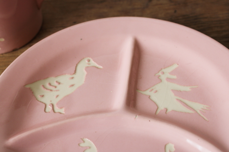 photo of baby pink vintage Harker Cameo ware Mother Goose child size mug & plate  #3