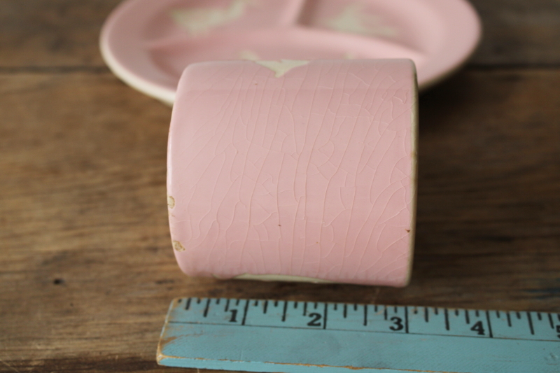 photo of baby pink vintage Harker Cameo ware Mother Goose child size mug & plate  #7