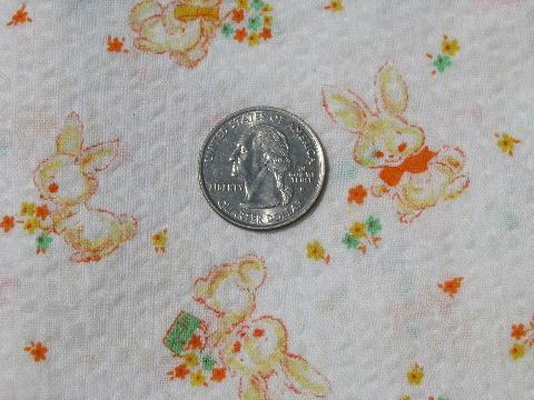 photo of baby rabbits children's print, vintage cotton seersucker plisse fabric #1