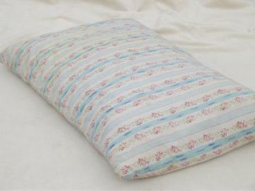 catalog photo of baby size vintage pillow w/ shabby old floral striped cotton cover