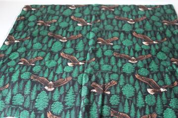 catalog photo of bald eagles print cotton fabric, wild birds flying nature wilderness forest outdoors 