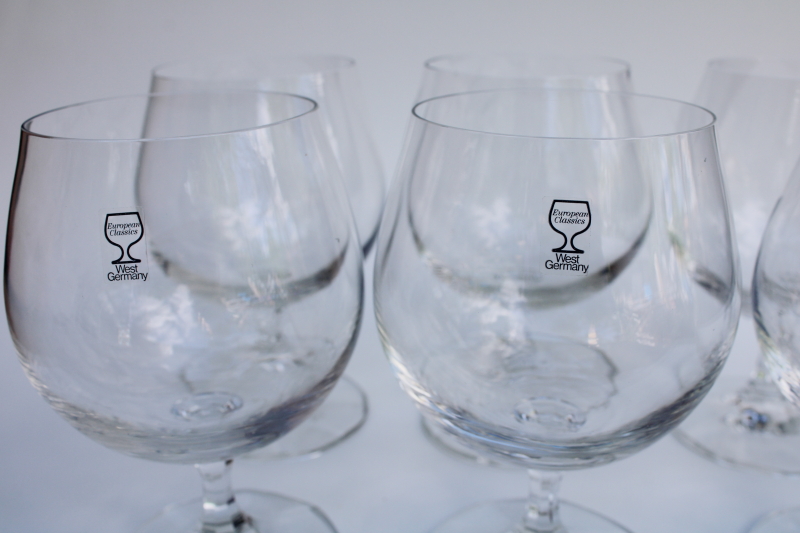 photo of balloon wine or brandy glasses w/ vintage label European classics West Germany #2