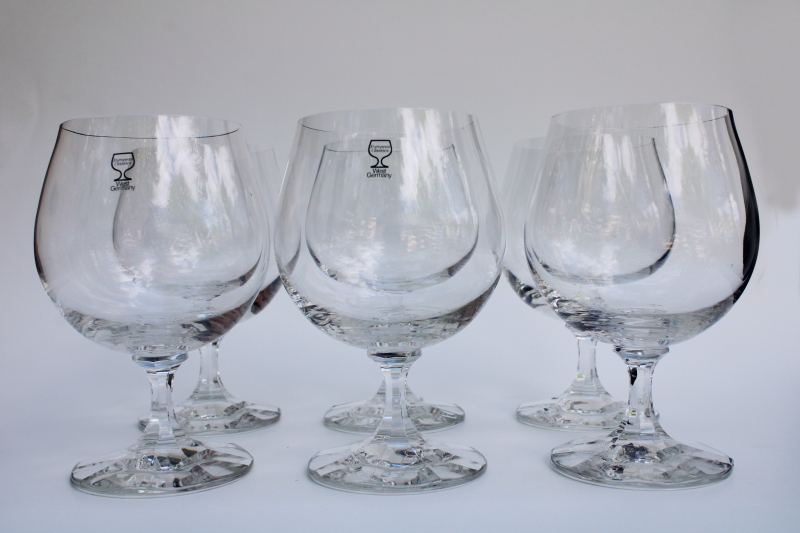 photo of balloon wine or brandy glasses w/ vintage label European classics West Germany #3