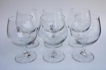 balloon wine or brandy glasses w/ vintage label European classics West Germany