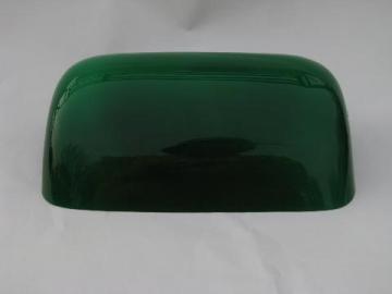 catalog photo of banker's green cased glass shade for vintage student desk lamp, emerlite type