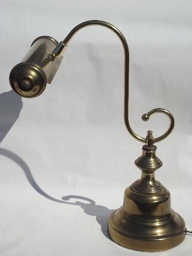 photo of banker's shade vintage brass desk lamp, library table reading light #1