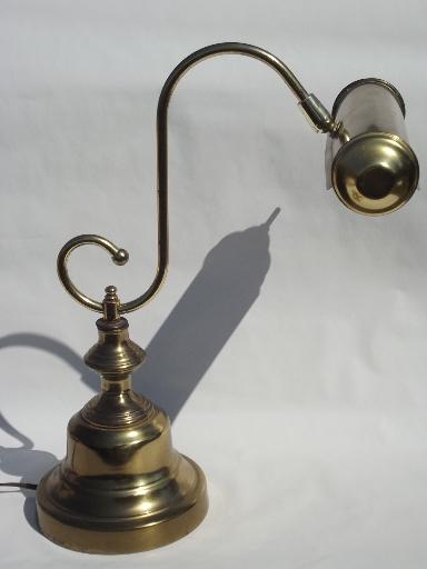 photo of banker's shade vintage brass desk lamp, library table reading light #3