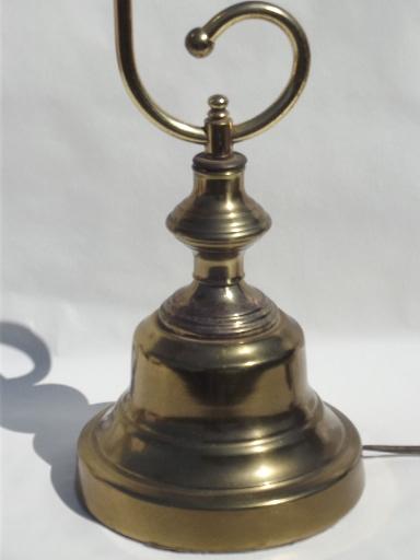 photo of banker's shade vintage brass desk lamp, library table reading light #7