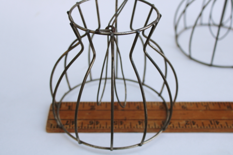 photo of bare wire lamp shade frames, set of 8 tiny bell shaped shades clip on bulb type chandelier light shades #5