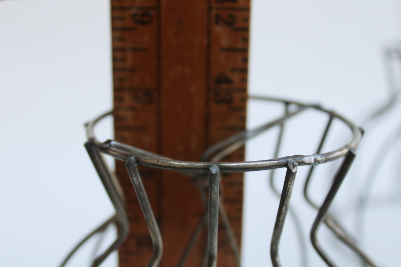 photo of bare wire lamp shade frames, set of 8 tiny bell shaped shades clip on bulb type chandelier light shades #7