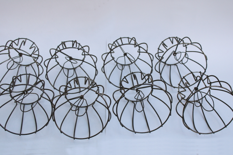 photo of bare wire lamp shade frames, set of 8 tiny bell shaped shades clip on bulb type chandelier light shades #8