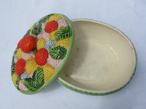 photo of basket of berries, vintage hand-painted Japan covered dish or bowl #2