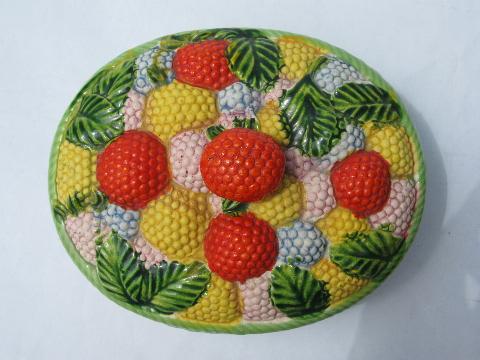 photo of basket of berries, vintage hand-painted Japan covered dish or bowl #3