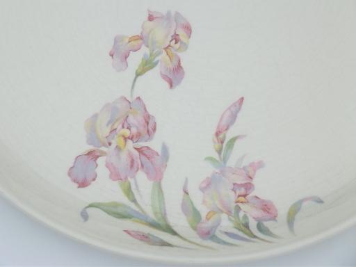 photo of bearded iris Ballerina Universal china platter or cake plate w/ handles #2