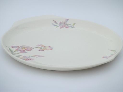 photo of bearded iris Ballerina Universal china platter or cake plate w/ handles #3