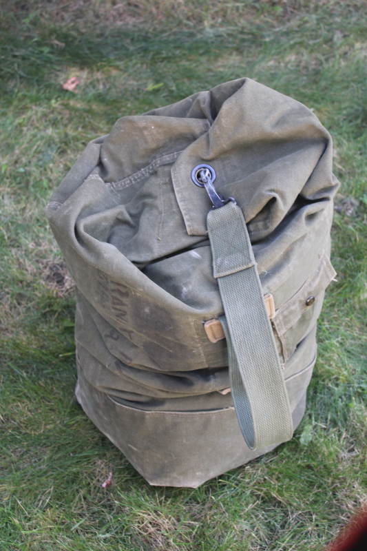 photo of beat to hell vintage cotton US Army issue duffle bags or military surplus duffels  #4