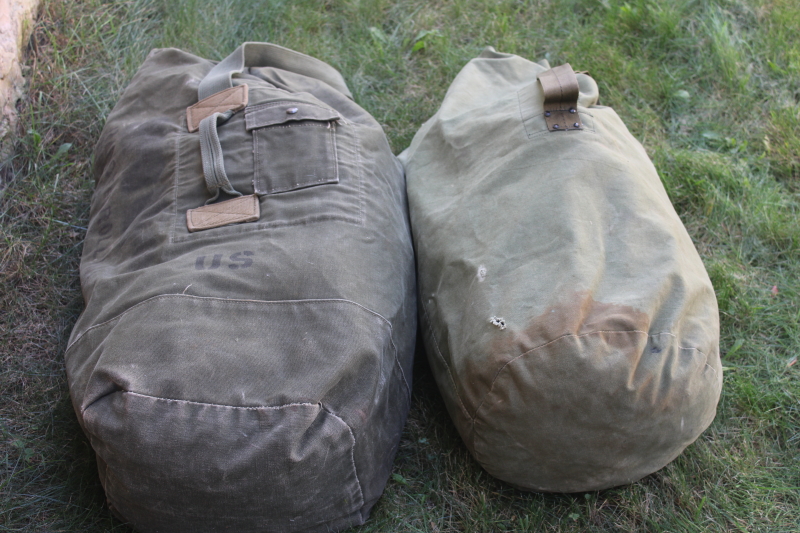 photo of beat to hell vintage cotton US Army issue duffle bags or military surplus duffels  #7